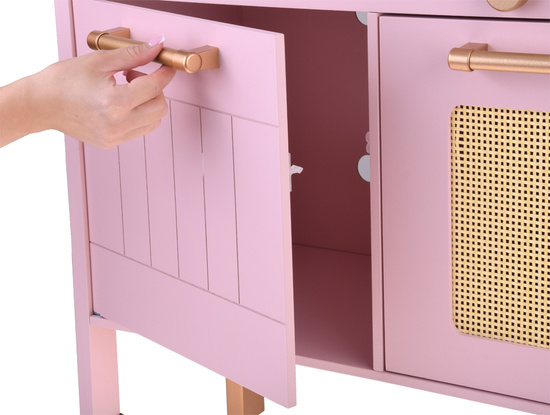 Wooden kitchen for children RÓŻANA - burner, sink, pots, accessories ZA5932