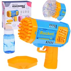 Blue and yellow bubble gun set, light + liquid for children ZA4976 NI
