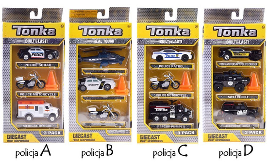 Hasbro TONKA Vehicle Set POLICE Various metal cars + cones ZA3633