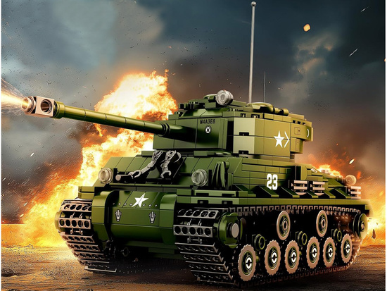 Reobrix Licensed Building Blocks Sherman M4A3E8 Tank 836 pcs ZA5806