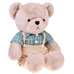 Teddy bear - beige Franek 58cm in a green VINTAGE shirt ZA5923 B