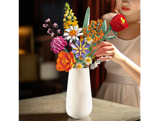 Technical blocks flowers FLOWER BOUQUET ceramic vase 1070 pieces ZA5865