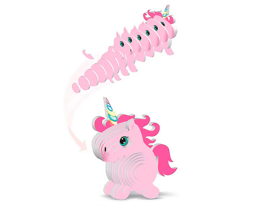 Puzzle 3D Kartonowy Model – Różowy Jednorożec DIY Zrób to sam ZA5809