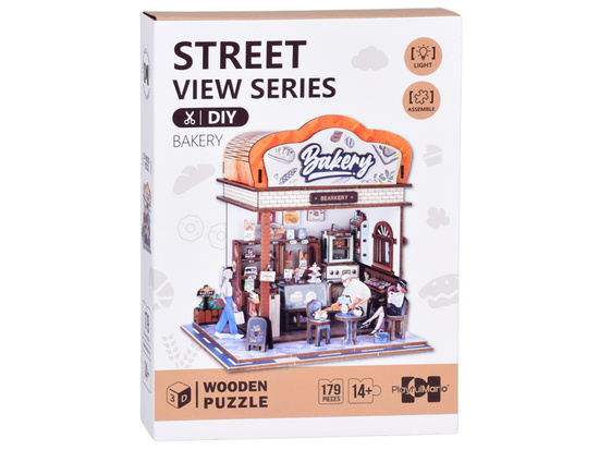 Wooden 3D PUZZLE Bakery building series 179 elements lighting ZA6013