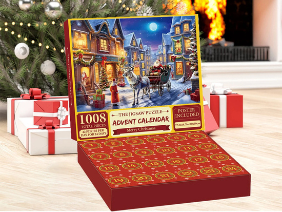 Advent Calendar PUZZLE - Santa Claus in a Sleigh in VINTAGE Style ZA5884