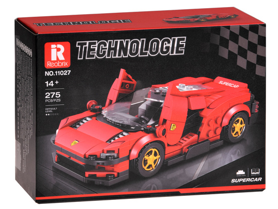 Technical blocks Futuristic car RED lifting doors 275 pieces ZA5794