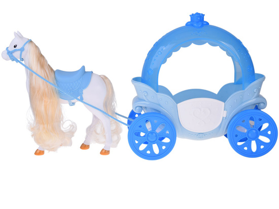 Princess doll in a ball gown with a white horse and carriage ZA5419