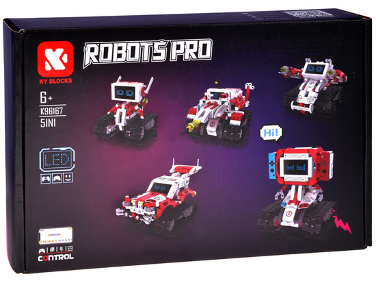 Technical Building Blocks Robots Pro 5-in-1 Set with Remote Control and LED Screen RC0741