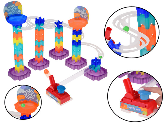 Kolorowy Tor kulkowy Marble Run DIY z wyrzutnią 58-ele ZA5979