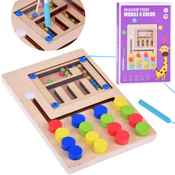 Wooden puzzle with 4 colored balls and magnetic stylus ZA5579