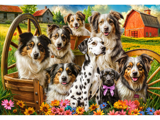 Happy Dogs In The Countryside 1000-Piece Puzzle C-105410-2