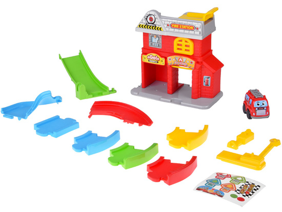 Set of car garage with driveway FIRE BRIGADE + fire truck ZA5691