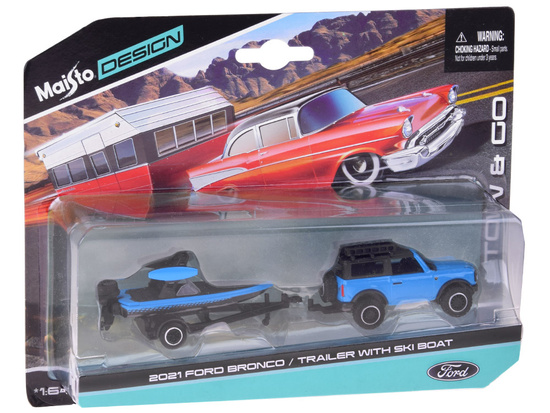 Maisto Licencjonowane Auto metalowe Ford Bronco 2021 + łódź 1:64 ZA5969