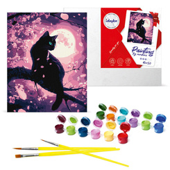 Painting by numbers 40x50 cm KHO6757 Charming cat among sakura with metallic paints AP0116