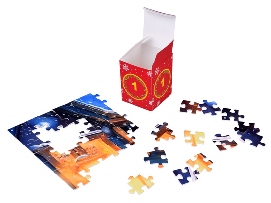 Kalendarz adwentowy PUZZLE - Św. Mikołaj w saniach w stylu VINTAGE ZA5884