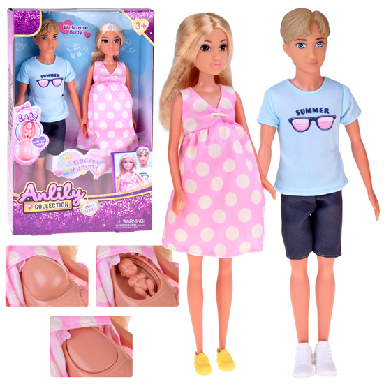 Doll family set: mom, dad, pregnant doll, baby, newborn ZA5700