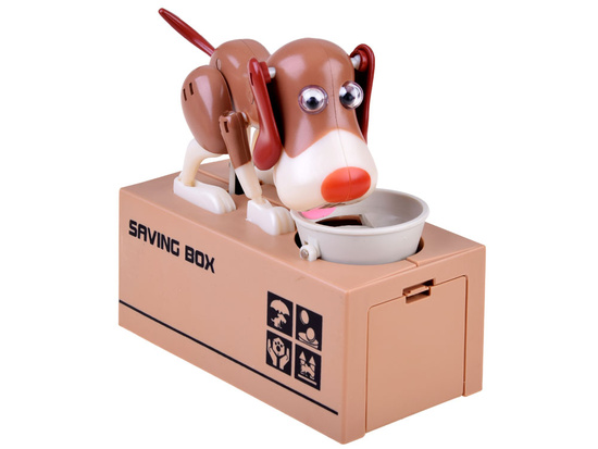 Dog eating a piggy bank coin ZA1868