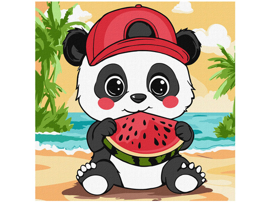 Painting by numbers for kids 25x25cm KHO1251 Summer Panda with watermelon AP0064