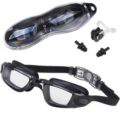ZESTAW Okulary do pływania UV ANTI-FOG + zatyczki do uszu i nosa SP0792 CY
