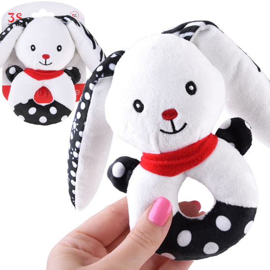 Contrast rattle for babies with a squeaker, BUNNY ZA5778