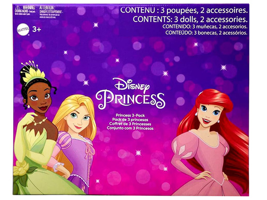 Mattel Disney Princess 3-Doll Set: Ariel + Tiana + Rapunzel ZA6036