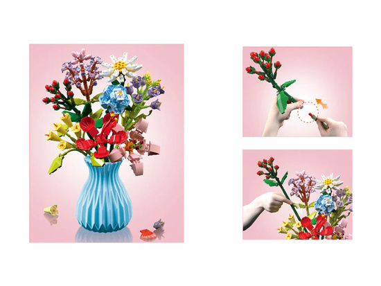 Technical blocks Bouquet of 8 wild flowers in a vase 699 pieces ZA5891