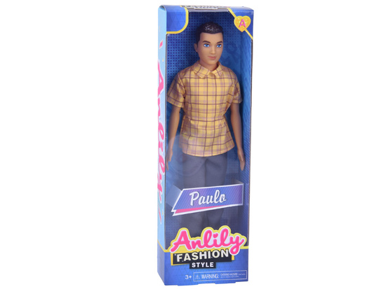 Anlily Doll boy BRUNET Paulo in shirt and dark pants ZA6006 B
