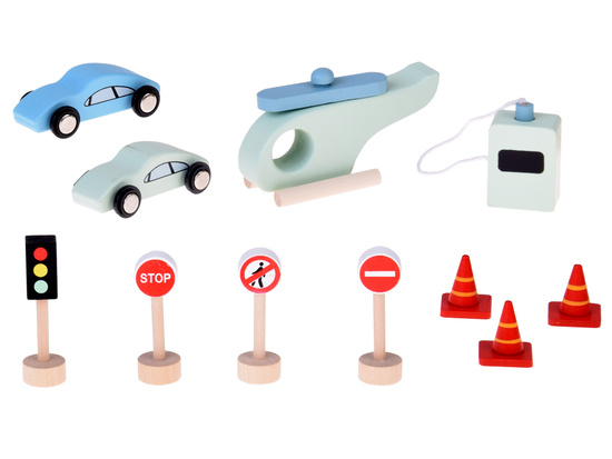 Wooden multi-storey car park ELEVATOR ramps cars signs large set ZA5615