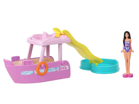 Mattel Mini Barbie Land Vacation Doll + Yacht with Slide ZA6038 B