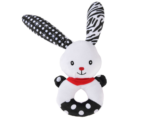 Contrast rattle for babies with a squeaker, BUNNY ZA5778