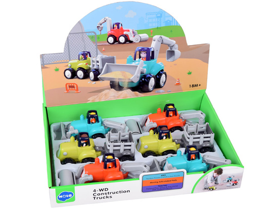 Construction Toy Tractor with Excavator Roller Trailer ZA5423