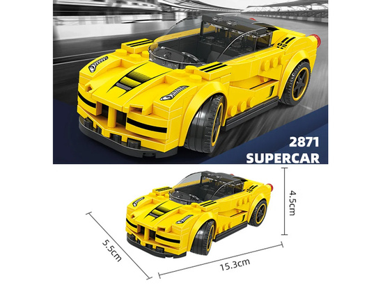 Technical blocks Sports car YELLOW 143-pieces + stickers ZA5742
