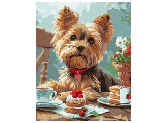 Painting by numbers 40x50 cm KHO6629 Afternoon tea with a Yorkie AP0114