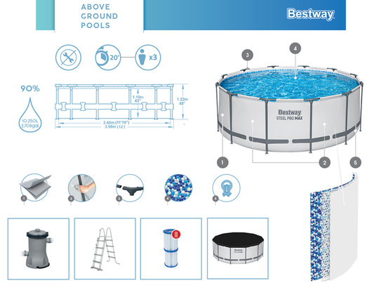 Bestway FRAME pool 366x122cm 18in1 accessories set 56420