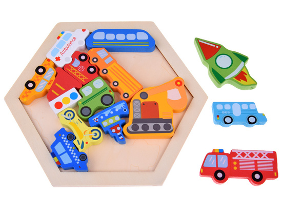 Wooden puzzle Vehicles fire brigade ship 16 pieces ZA4