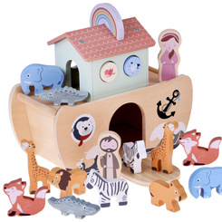 Wooden Noah’s Ark + Animal Figures Educational Toy Sorter ZA5931