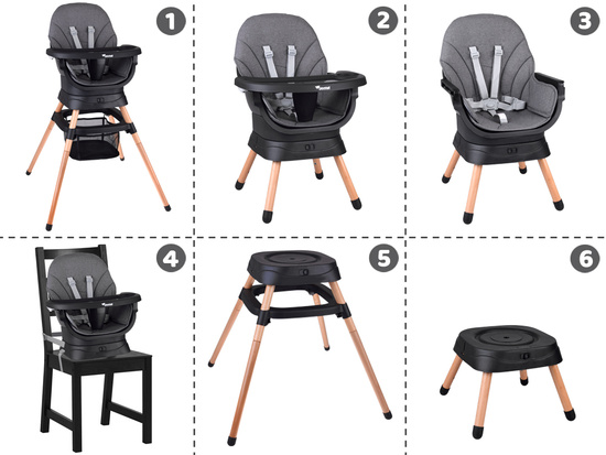 Multifunctional 6-in-1 swivel feeding chair for children ZA5659