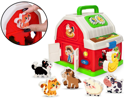 Interaktywny domek edukacyjny farma klocki odgłosy zwierząt sorter ZA5956