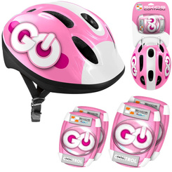 Adjustable Protective Set for Kids Helmet + Protectors PINK SP0856