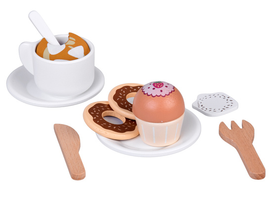 Wooden Coffee Shop Set – Café Playset with Coffee Machine, Cups & Desserts ZA5938