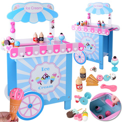 Large pastel wooden ice cream stand + 8 different ice creams ZA5945