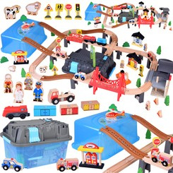 Wooden Train Blocks Build a City Train Locomotive 100 pcs ZA5380