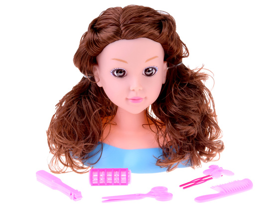Hairdressing head 20 cm BLACK DOLL with hairdressing accessories ZA5838