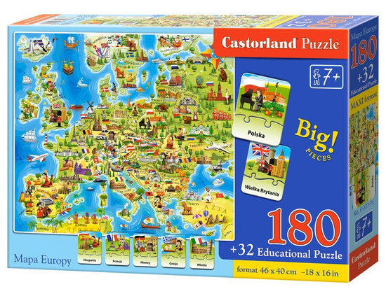 Castorland Puzzle Europe Map 180 ele Quiz CA0036