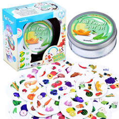 Fast Finger Card Game - Find the Pair of FRUIT and VEGETABLE Round Cards ZA3293