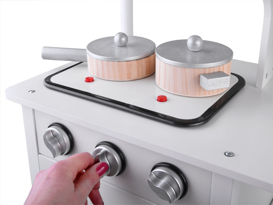 Interactive WHITE wooden kitchen for children Induction + accessories ZA4127