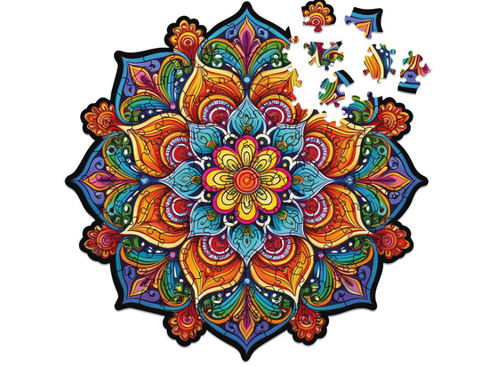 Alexander Mandala RADOŚCI z pomarańczowymi zawijasami - drewniane puzzle 100 ele ZA6077