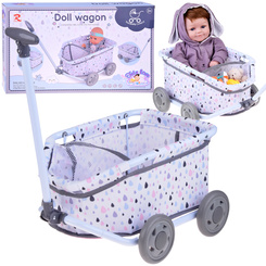 Doll and Teddy Stroller with Handle – Adorable Pull-Along Wagon ZA5919