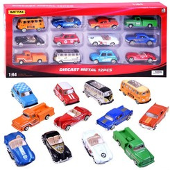 Set of Metal Cars RESORAKI scale 1:64 Retro style 12 pcs. ZA2439