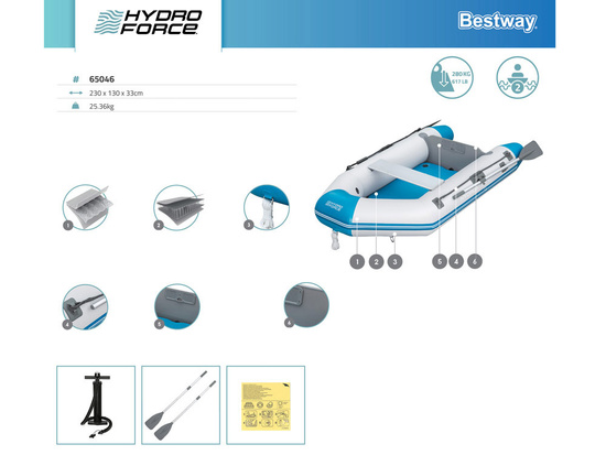 Bestway Inflatable boat CASPIAN 230x130x33cm - set of paddles + pump 65046